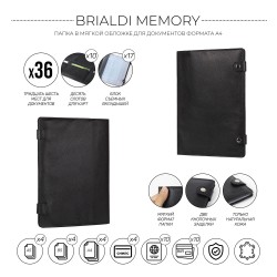 Папка для документов А4 мягкой формы BRIALDI Memory (Мемори) relief black